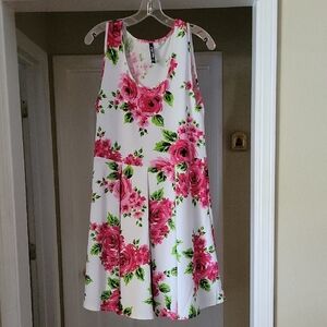 White Mark Pink Floral A-Line Sundress